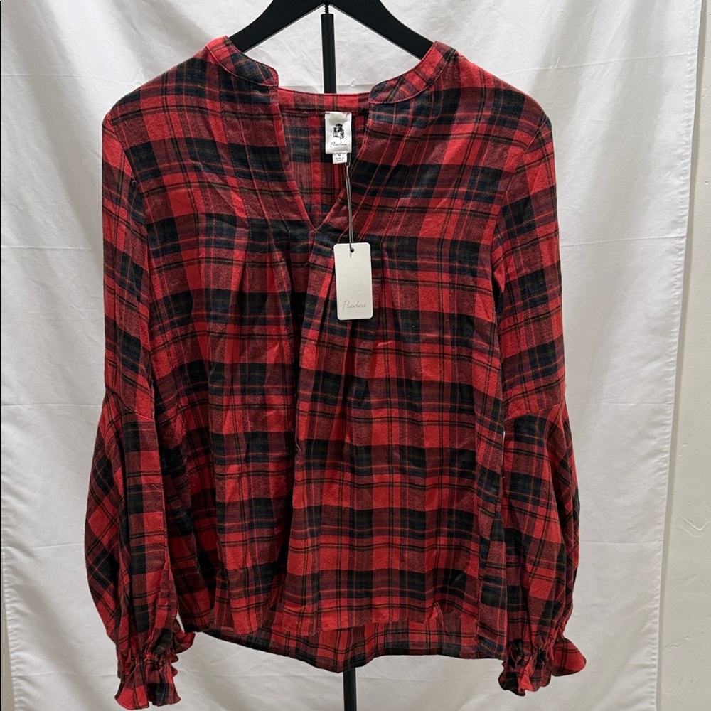 Plaid Red and Black Women's Blouse